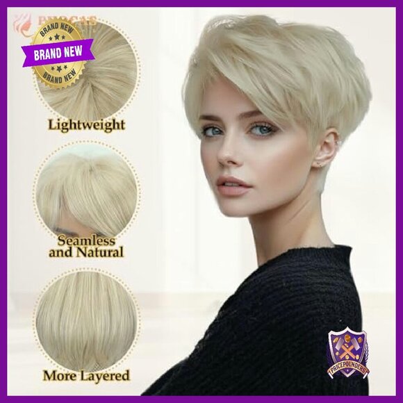 Short Hair Topper with Bangs for Thinning Hair, Heat-Resistant Fibers